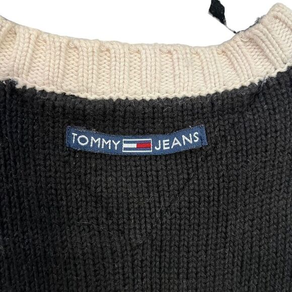 Tommy Jeans Women's Cropped Sleeveless Pullover Vest Black & Cream Size Small - Picture 5 of 6